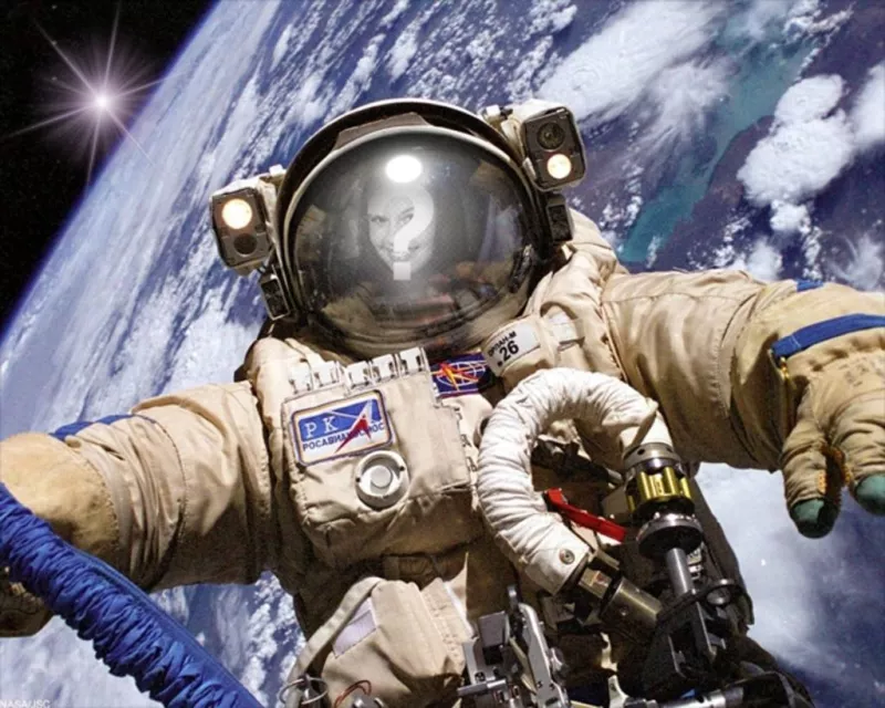 Photomontage of astronaut on a spacewalk to put your..