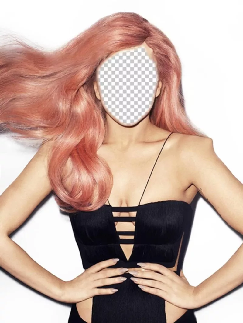 Photomontage of Lady Gaga with pink hair to put your face ..