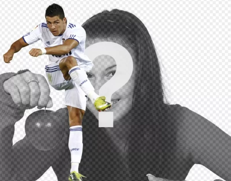 Photomontage with Cristiano Ronaldo of Real Madrid Football training white uniform. ..