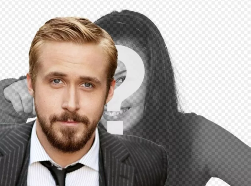 Photomontage with bearded Ryan Gosling. Create a portrait photo with Ryan Gosling, portagonista of "The..