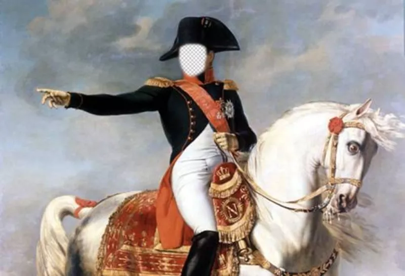 Photomontage with Napoleon Bonaparte on his horse ..