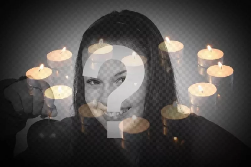 Love photomontage to add a picture with candles forming a heart on black..