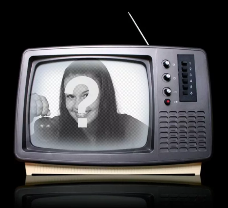 Photomontage with a retro television where you can place your image as if you appear on a TV..
