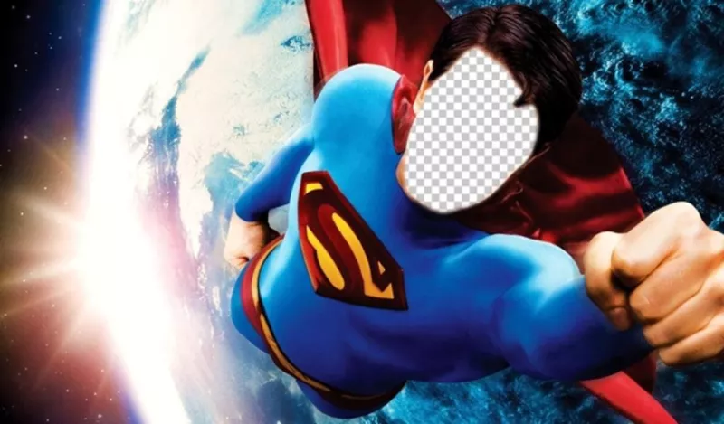 Photomontage to become Superman flying over Earth ..