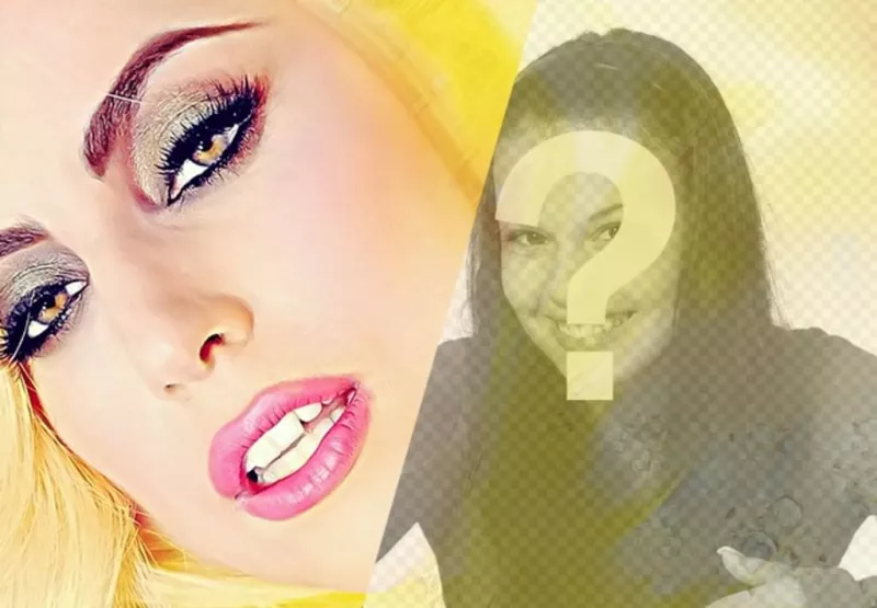 Photomontage with Lady Gaga and a picture of yourself with yellow colors to personalize with a phrase and a photo..