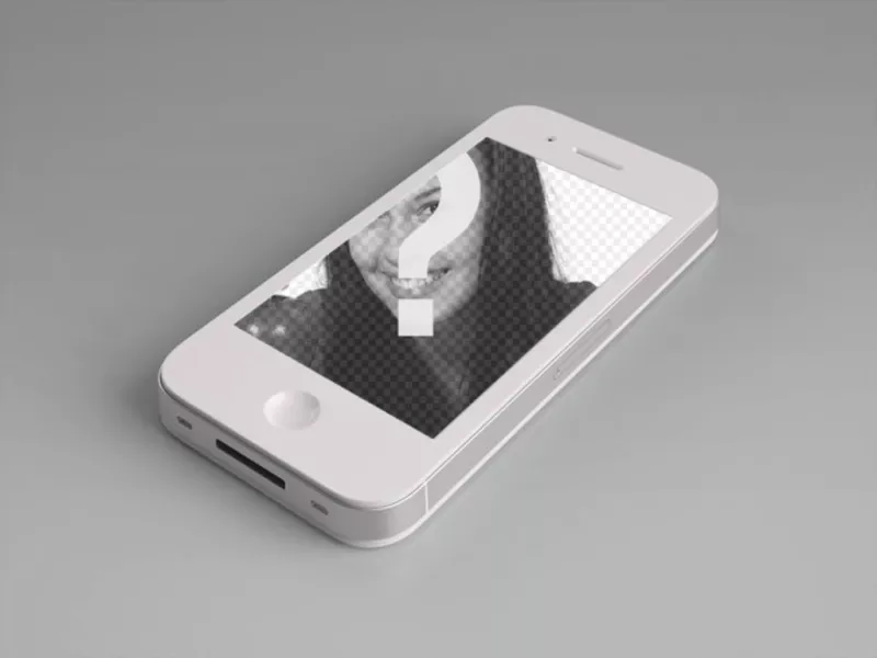 Photomontage to add a photo online to the screen of a white iphone and customize with a free..