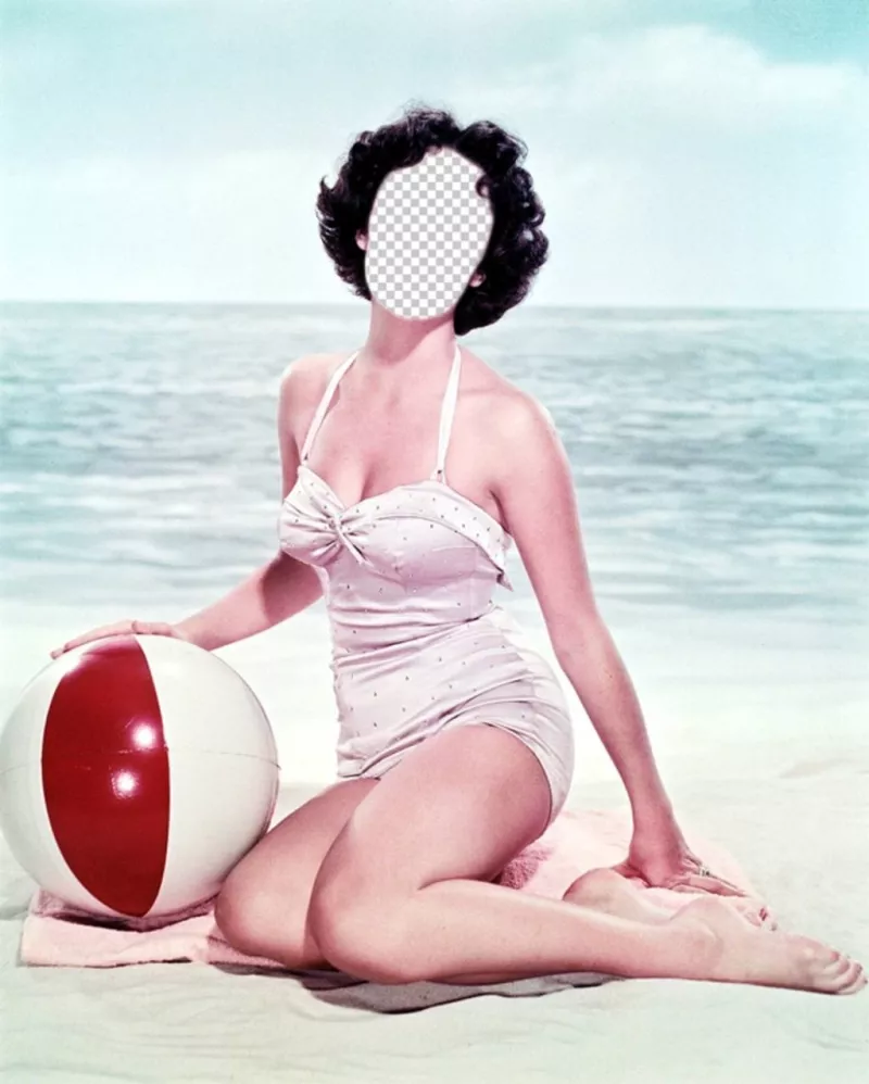 Photomontage to put your face in a vintage girl in swimsuit ..
