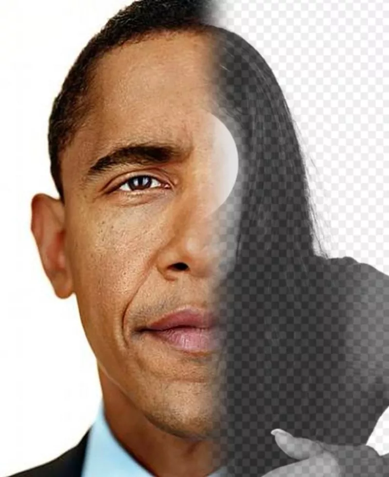 Create a photomontage with the face of President Obama mixed with half your..