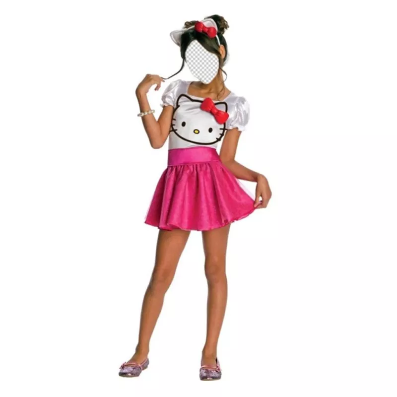 Photomontage of a dress of Hello Kitty to edit and put a face ..