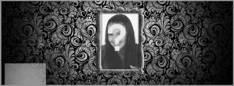 Customizable Facebook cover to decorate your personal profile with an elegant photomontage in which you can put your photo on a gray frame on a wall with black..