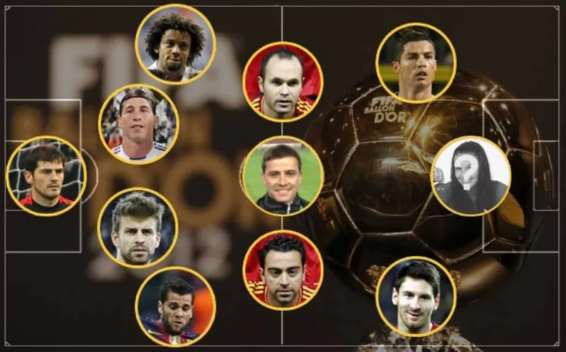 Photomontage of selecting the best team of the year, in which you can put a picture as a striker. ..