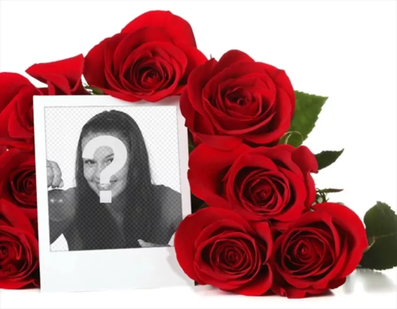 Online photo frame surrounded by a bouquet of roses. ..