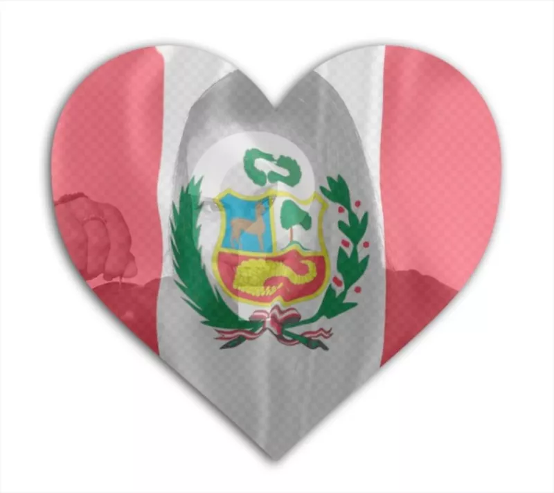 Photomontage online to add a photo of yourself with the flag of Peru background with heart shape. ..
