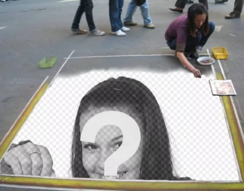 Photomontage to insert your image in the floor painted by a street artist. ..