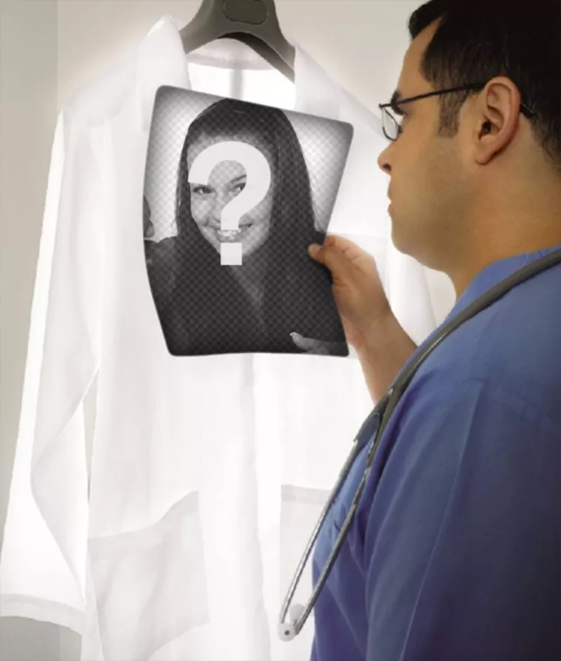 Photomontage in which a doctor is examining a radiograph in which you can put your..