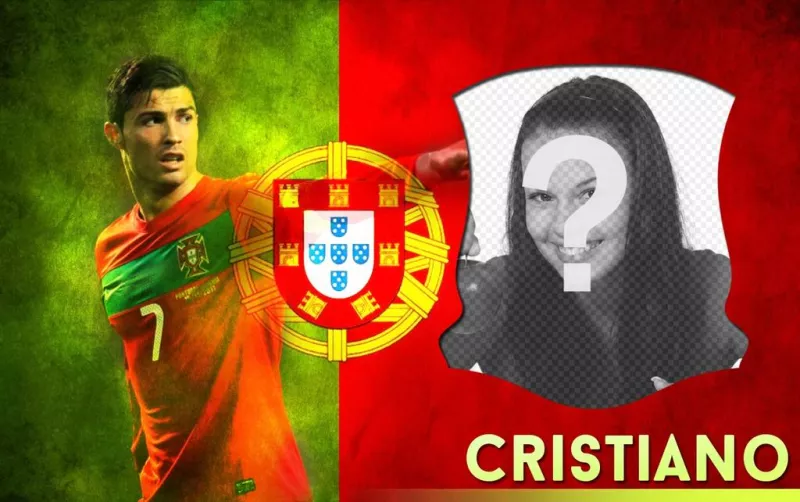 Photomontage of Cristiano Ronaldo, striker selection of Portugal with your photo. ..