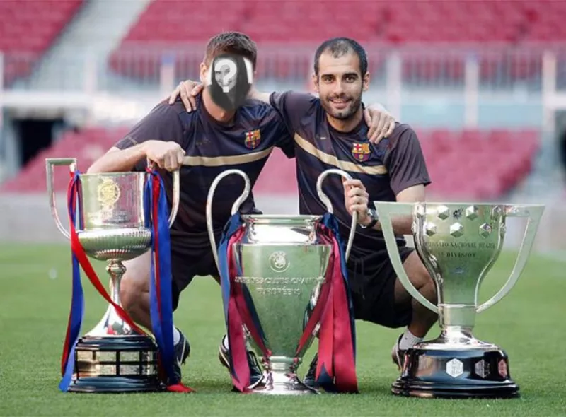 Take a picture with Guardiola and the treble won by FC Barcelona in 2009 with this..