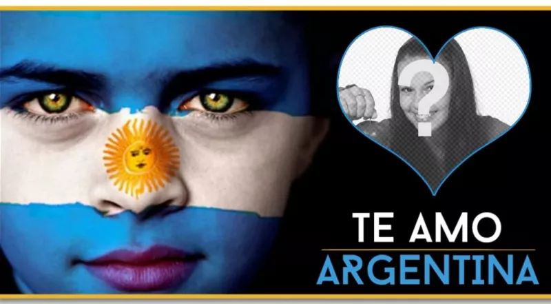 Photomontage of Argentina with a frame heart to put your photographs.  ..