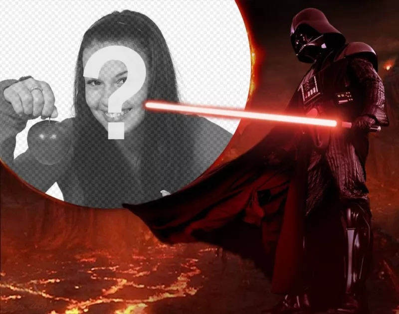 Star Wars photomontage with Darth Vader surrounded by lava. ..