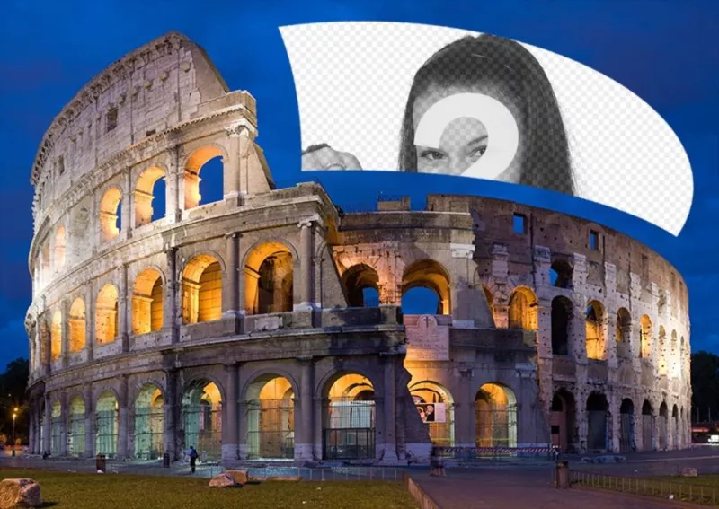 Postcard with the Colosseum of Rome with your photo ..