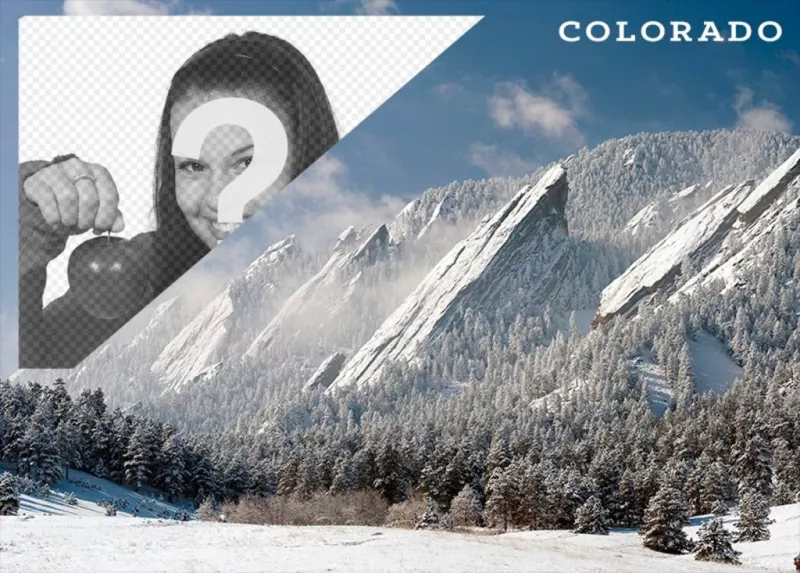 Postcard of a landscape of snowy Denver with your photo ..