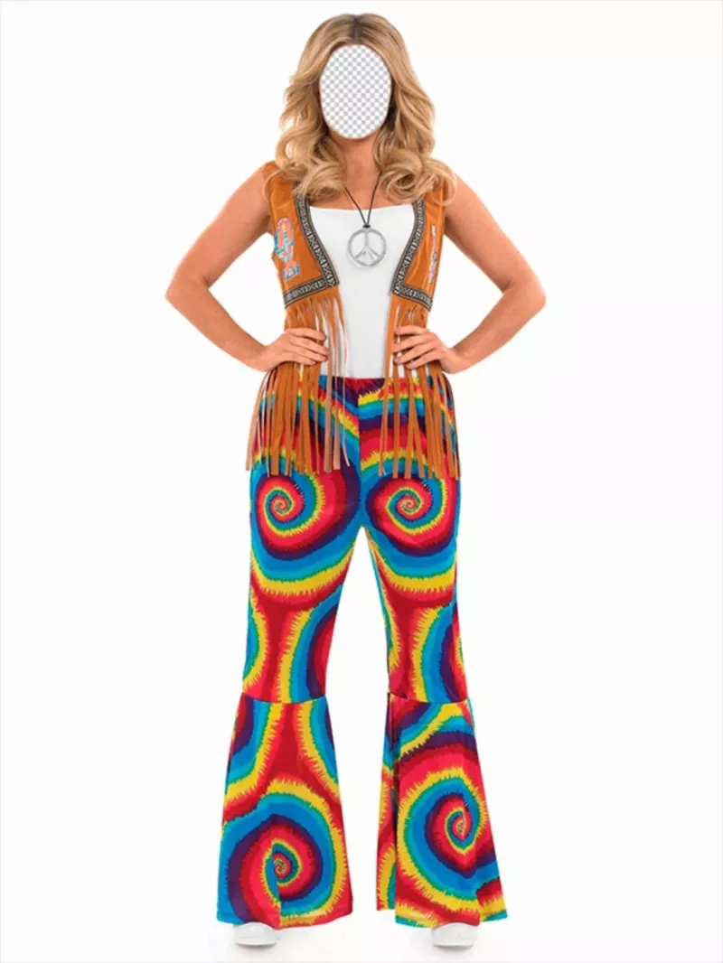 Online photomontage to put your face in a hippie woman ..