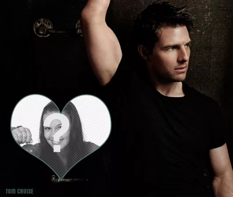 Photomontage with a heart next to Tom Cruise. ..