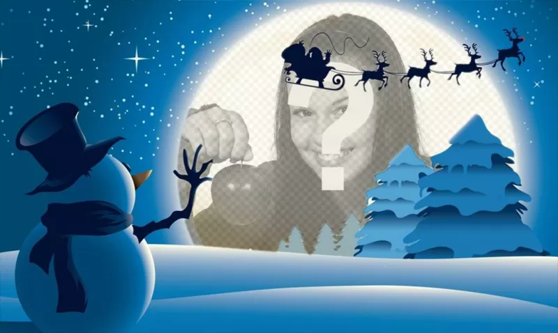 Christmas card with a snowman waving to Santa ..