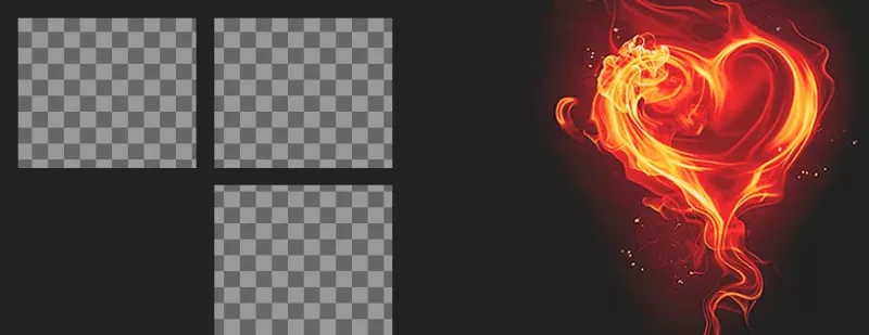 Cover photo for 3 photos with a flaming heart ..