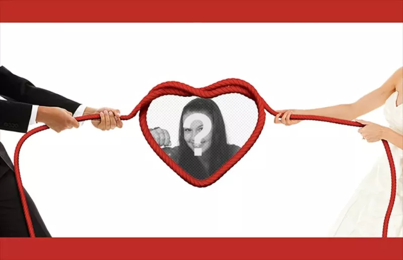 Love photomontage to put a photo on a heart rope ..