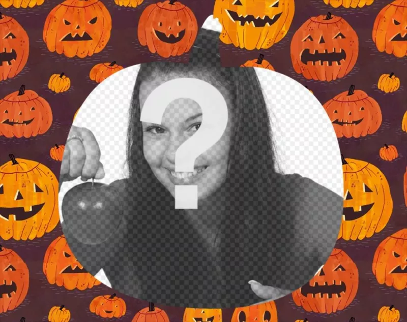 Picture frame of Halloween with your photo as pumpkin-shaped ..