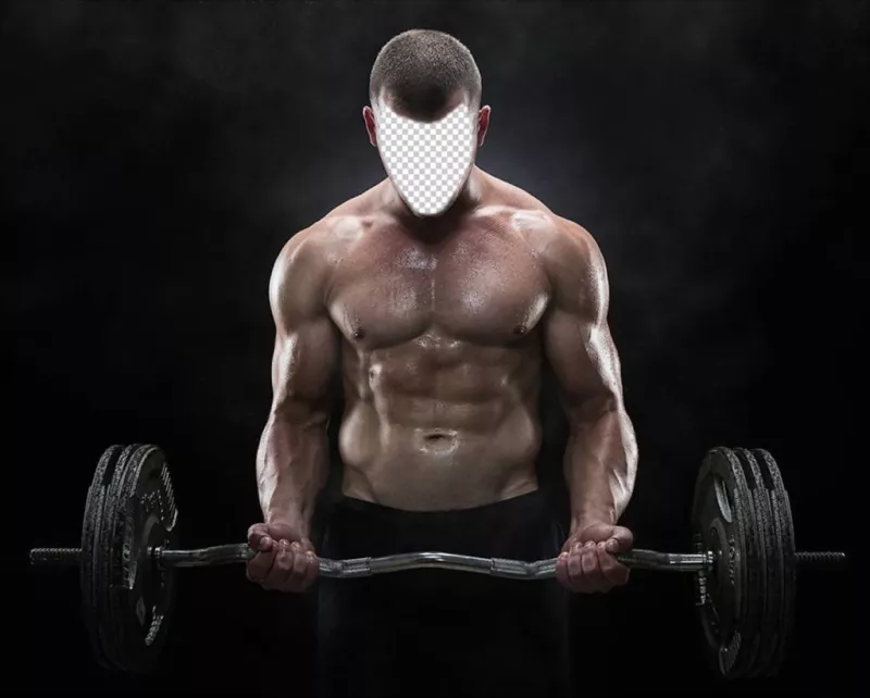 Photomontage of a muscular man doing weights to put your face. ..