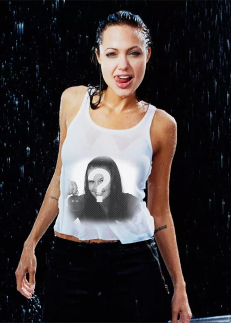 Put your picture on the shirt of the sexy Angelina..