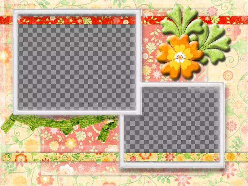 Collage of flowers to customize with two photos online ..