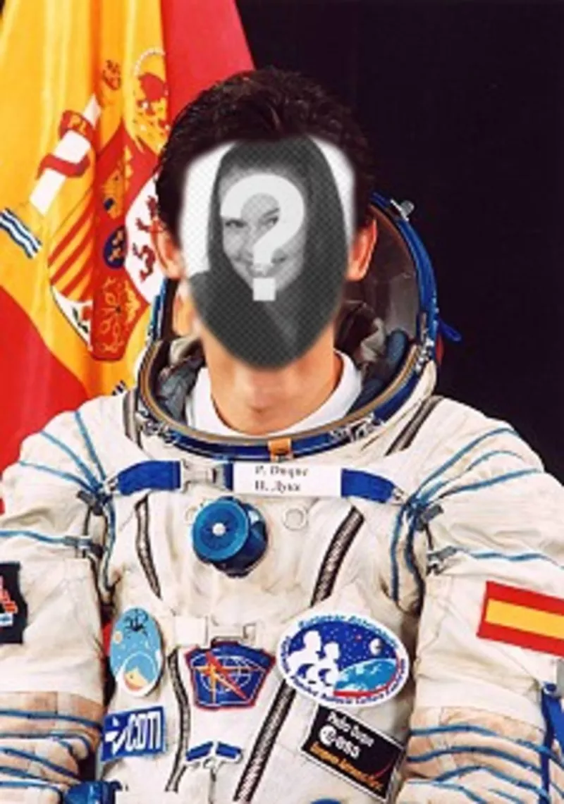 Photo effect where you can put your face on the body of Pedro Duque, Spanish astronaut ..
