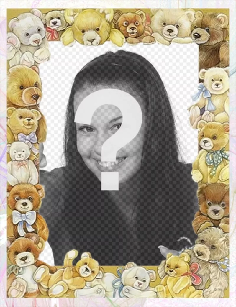 Photo frame with pictures of babies bears surrounding your..