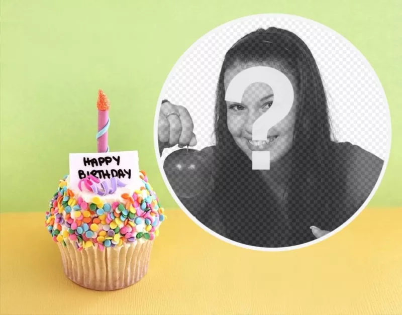 Photo effect with a birthday cupcake for your photo ..