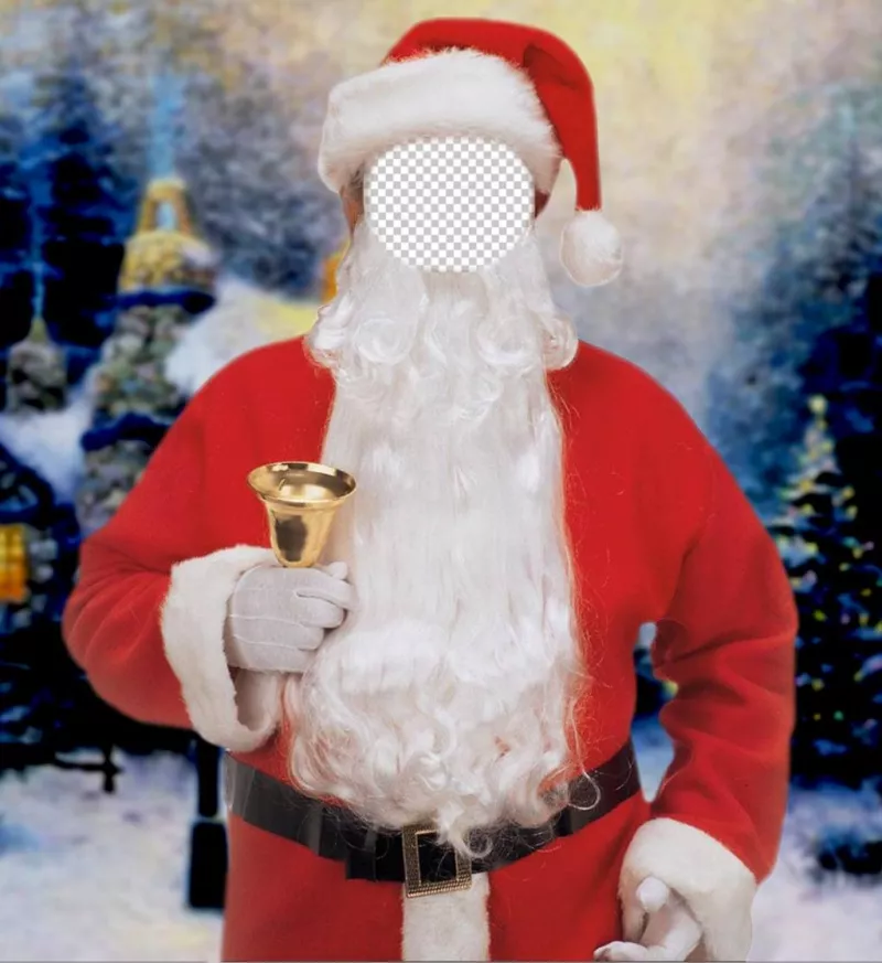Online photomontage of Santa Claus with a bell to put your face ..