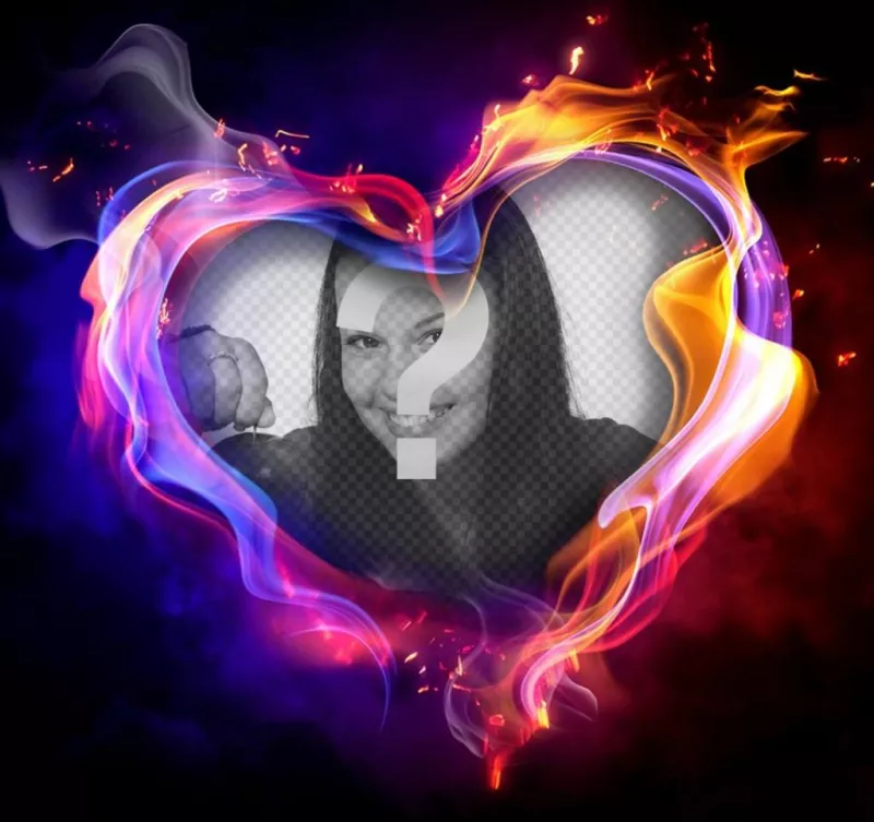 Photo effect of a heart on fire to upload your photo ..