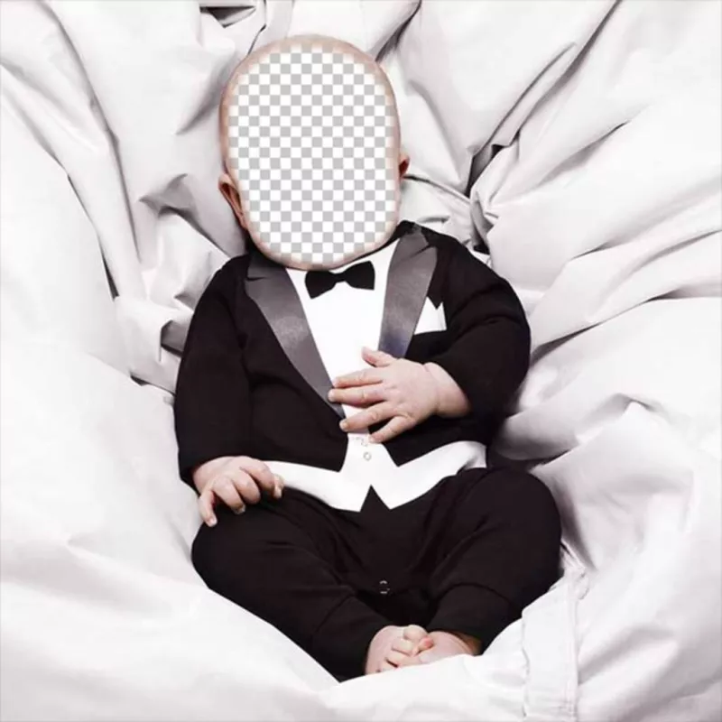 Photo effect of a baby wearing a suit to upload a photo ..