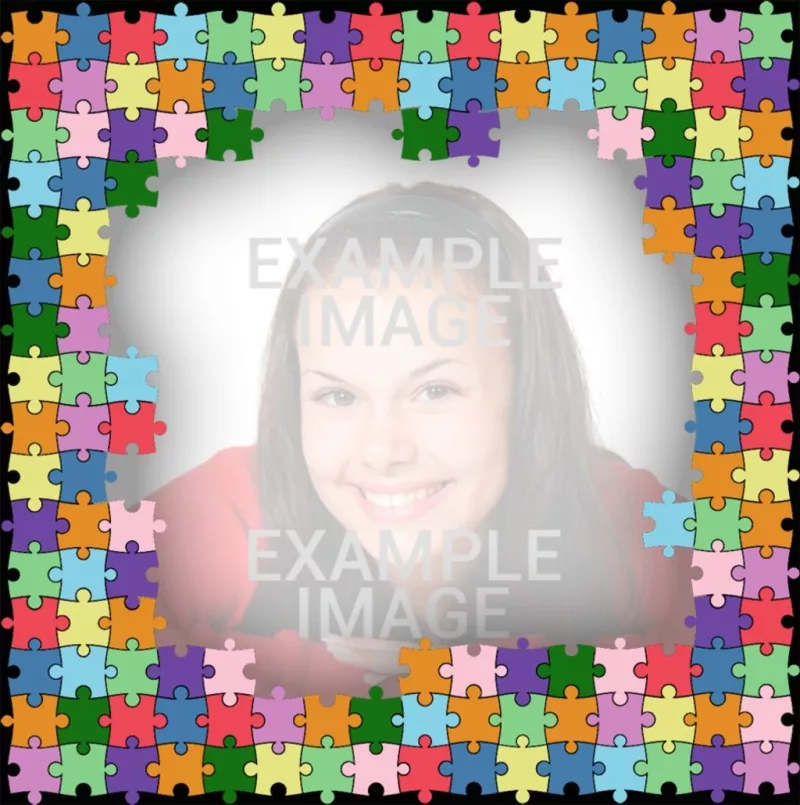 Colorful frame made of puzzles to decorate your photo ..