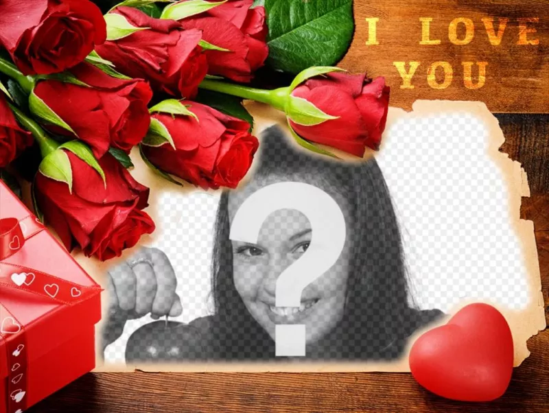 Love postcard with red roses to edit with your photos ..