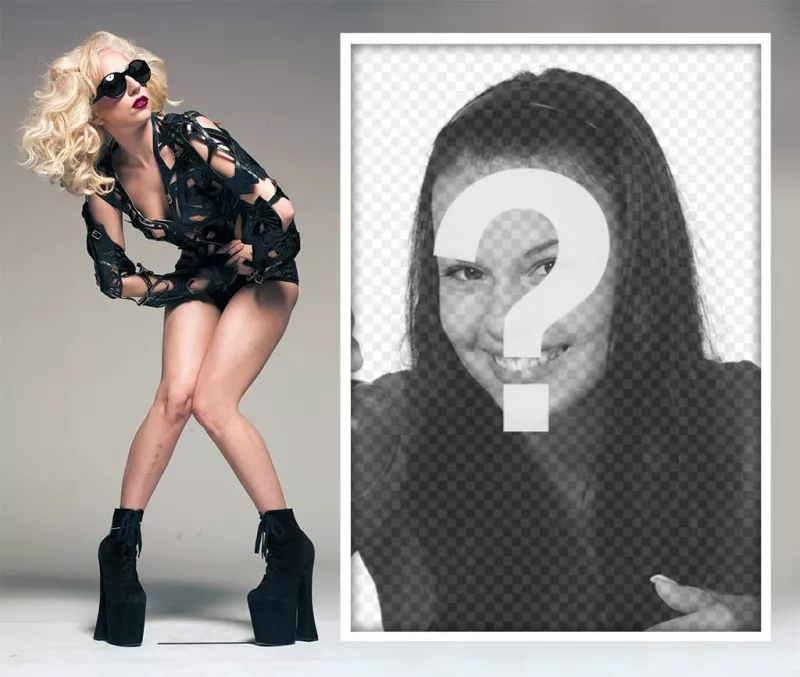 Lady Gaga posing with a black glasses to edit with your photo ..