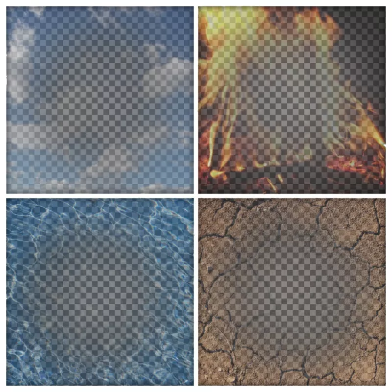 The 4 elements as filters to upload four photos ..