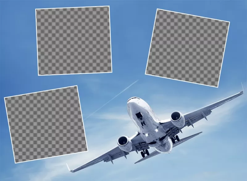 Free collage for three photos with an airplane ideal for travelers ..
