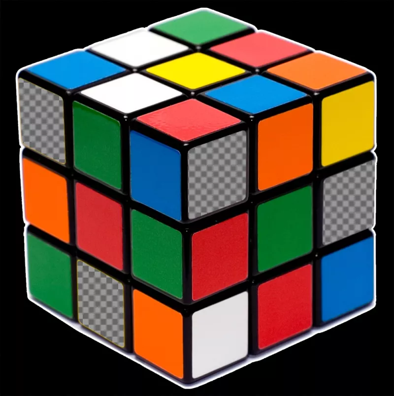 Original effect to add four photos inside the Rubik cube ..