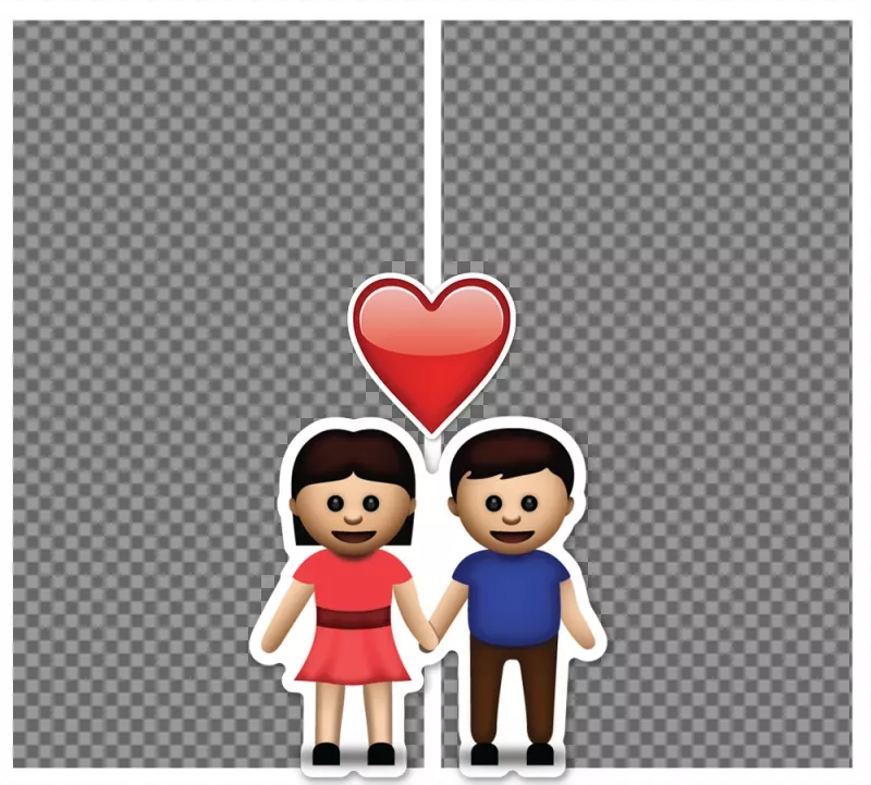 Free frame for two photos with emoji of the couple and a heart ..