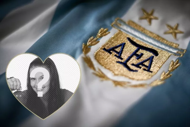 Photomontage with the football shirt of Argentina and add your photo in a heart  ..