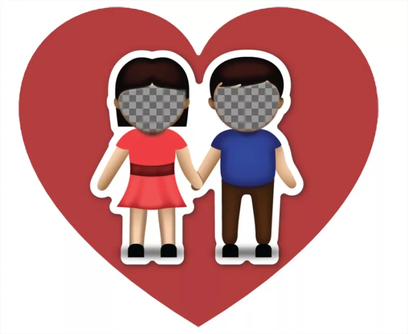Photo effect of love with the emoji of the couple where you can upload two pictures ..