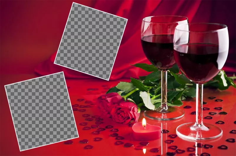 Romantic love card with two glasses of wine to edit for free ..
